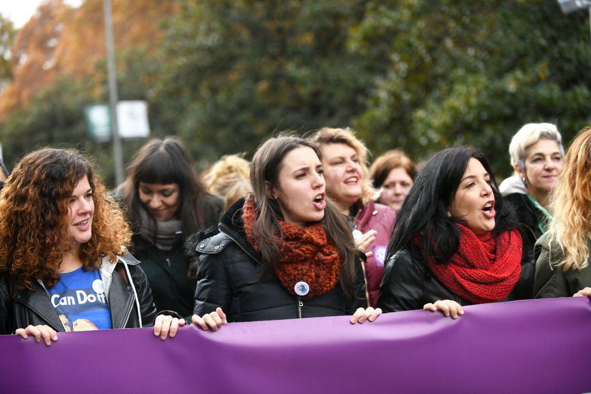 MADRID (ESPAÑA), 25.11.2018. Los feministas y ultraizquierdista hacen del «Día Internacional de la Eliminación de la Violencia contra la Mujer» suyos. Ñ Pueblo