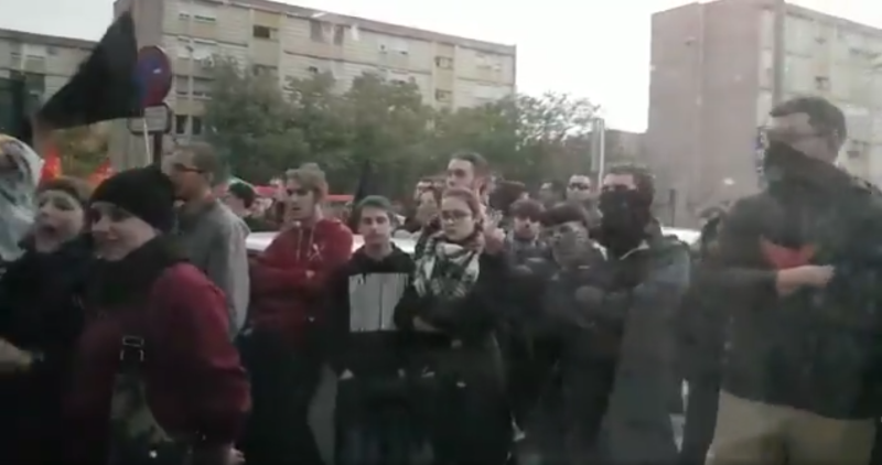 MURCIA (ESPAÑA), 14.11.2018. Vista de la militancia extremista de organizaciones corruptas feministas beligerantes de la ultraizquierda afines a 'Podemos'. Ñ Pueblo