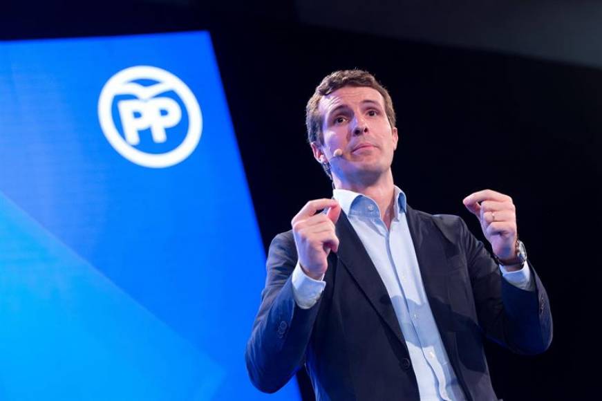 MÁLAGA (ESPAÑA), 2.11.2018. El presidente del PP, Pablo Casado, hoy durante su discurso en la inauguración de la 24 Unión Interparlamentaria popular en Málaga. Efe