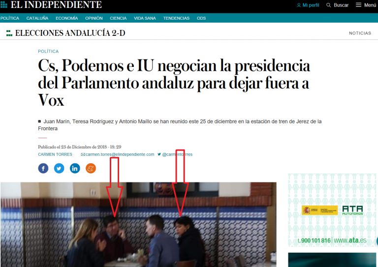 Fotografía que demuestra la traición de Ciudadanos en Andalucía, Rivera pacta con Podemos
