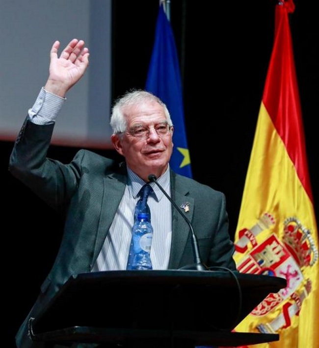 BRUSELAS (BÉLGICA), 05.12.2018. El ministro español de Exteriores y Cooperación, Josep Borrell, pronuncia un discurso desde Bruselas contra el separatismo. Efe