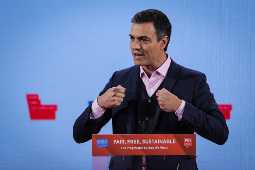 LISBOA (PORTUGAL), 08.12.2018. El presidente del gobierno, Pedro Sanchez, en un momento de su intervención en el XI Congreso del Partido de los Socialistas Europeos (PES). Efe