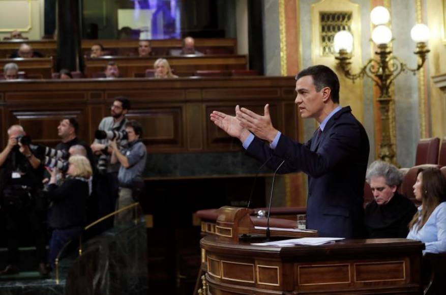 MADRID (ESPAÑA), 12.12.2018. El presidente del Gobierno, Pedro Sánchez, durante su comparecencia en el Congreso para explicar la postura del Gobierno sobre la situación en Cataluña. Efe.