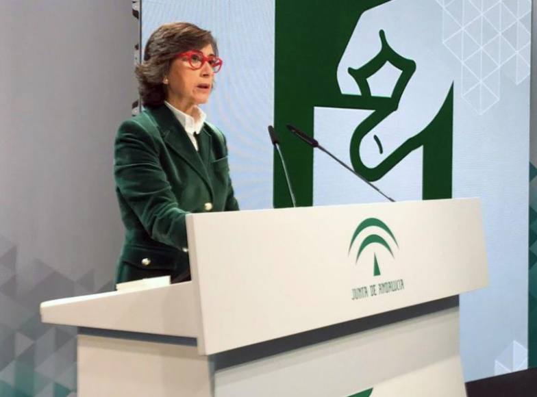 SEVILLA (ESPAÑA), 02.12.2018. La consejera de Justicia e Interior, Rosa Aguilar, explica los detalles de la jornada electoral en Andalucía. Efe.