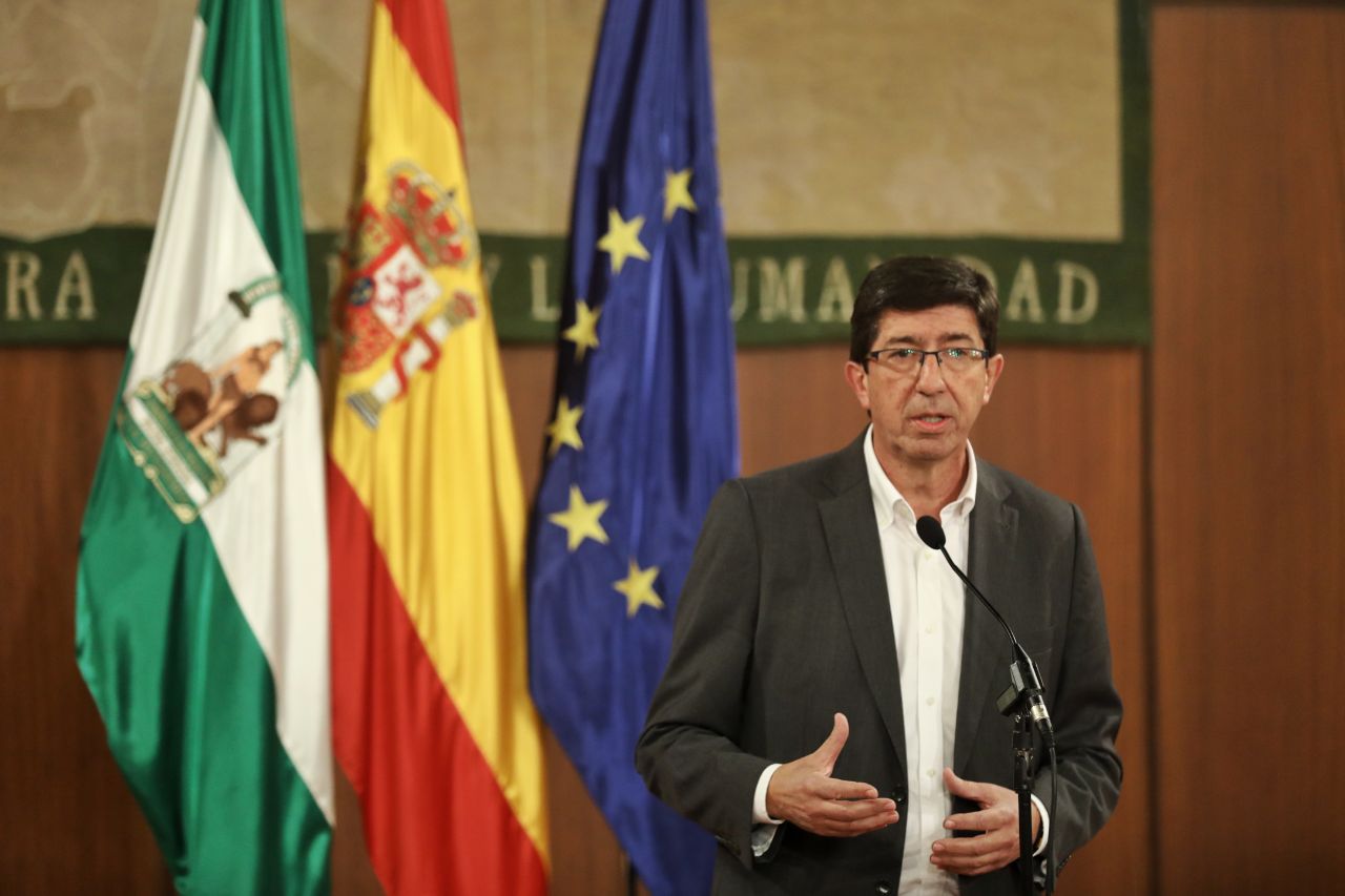SEVILLA (ESPAÑA), 17.12.2018. El candidato de Ciudadanos a la presidencia de la Junta, Juan Marín, hoy en rueda de prensa donde a mantenido su veto a VOX. Lasvocesdelpueblo