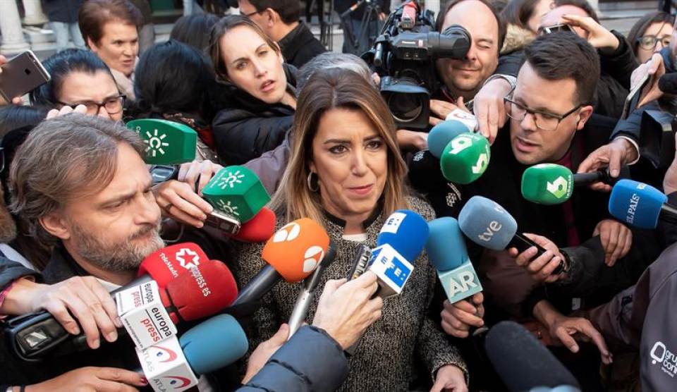 SEVILLA (ESPAÑA), 27.12.2018. El presidenta de la Junta en funciones, Susana Díaz, a su llegada al Parlamento de Andalucía en Sevilla. Efe.