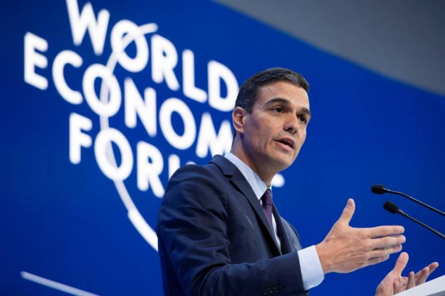 DAVOZ (SUIZA), 24.01.2019. El presidente del Gobierno español, Pedro Sánchez, durante una sesión plenaria celebrada ayer en el ámbito del 49ª Foro Económico Mundial de Davos (Suiza). Efe.
