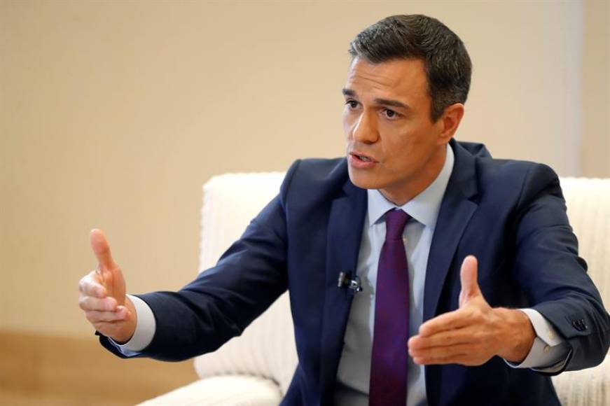 MADRID (ESPAÑA), 08.01.2019. El presidente del Gobierno, Pedro Sánchez, durante la entrevista con la Agencia Efe. Efe.