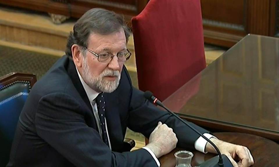 FOTOGRAFÍA. MADRID (ESPAÑA), TRIBUNAL DEL PROCÉS, 27.02.2019. Imagen de la señal institucional del Tribunal Supremo del expresidente del Gobierno, Mariano Rajoy. Efe