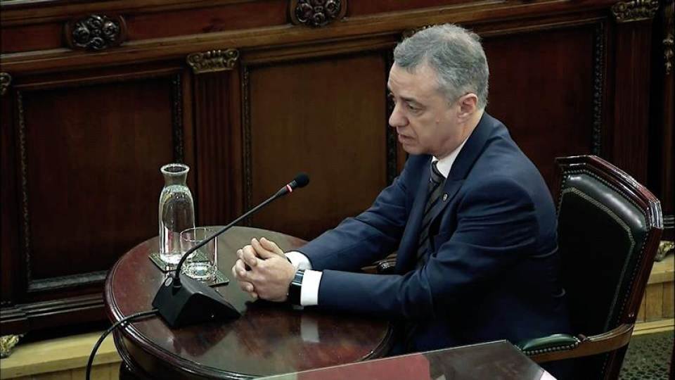 FOTOGRAFÍA. TRIBUNAL DEL PROCÉS (MADRID) ESPAÑA, 28.02.2019. Captura de la señal institucional del Tribunal Supremo del lehendakari Iñigo Urkullu. Efe.