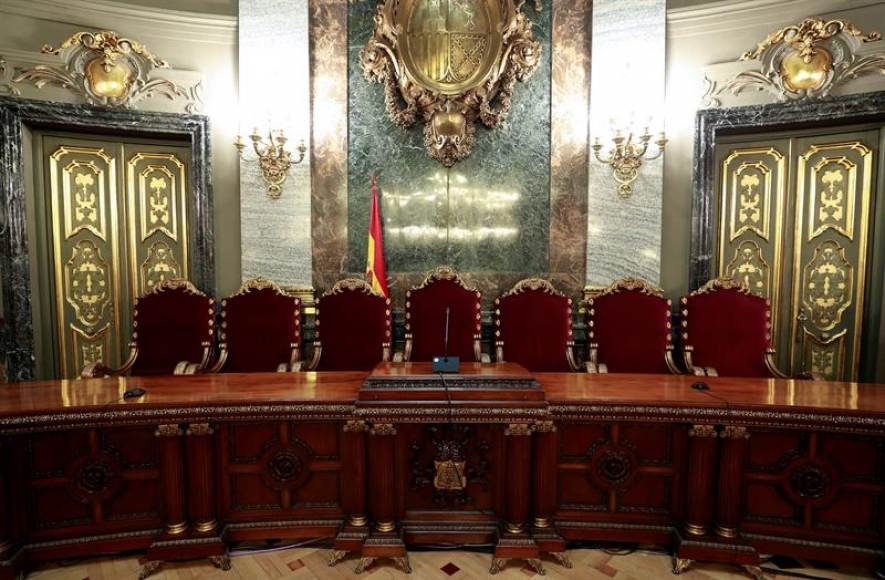 MADRID (ESPAÑA), 11.02.2019. Vista de la presidencia de la Sala Penal del Tribunal Supremo en la que tendrá lugar el Juicio del Procés. Efe.