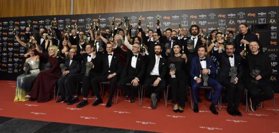 SEVILLA (ESPAÑA), 02.02.2019. Foto de los premiados a la finalización de la gala de entrega de los Premios Goya 2019. Efe.