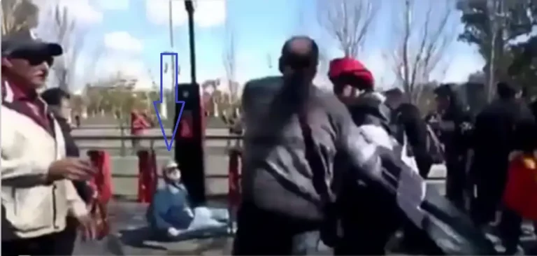 FOTOGRAFÍA. AVENIDA DE REINA MARIA CRISTINA DE BARCELONA (BARCELONA) ESPAÑA, 30.03.2019. Vista de la agresión de la familia española y un anciano, vecinos de Cataluña, agredidos esta mañana por la Izquierda e independentismo por llevar una bandera de España por las calles de Cataluña. Las víctimas iban a la manifestación multitudinaria que ha convocado el partido político VOX este mediodía en la Avenida de Reina Maria Cristina de Barcelona, esquina con Plaza de España. Lasvocesdelpueblo