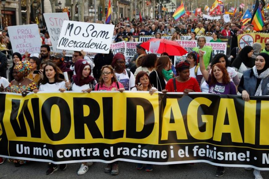 FOTOGRAFÍA. BARCELONA (ESPAÑA), 23.03.2019. La manifestación con el lema de los enemigos de España que ha contado con el apoyo del PSOE de Pedro Sánchez en Cataluña (PSC). Efe