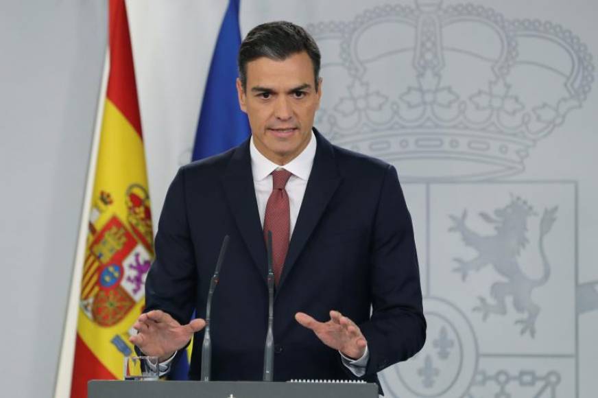 FOTOGRAFÍA. MADRID (ESPAÑA), año .2019. El presidente del Gobierno, Pedro Sánchez, durante una rueda de prensa en el Palacio de La Moncloa. Efe.