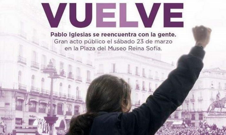Podemos reconoce sus tics machistas en la idolatría de su líder: «Vuelve (él)» un 8-M