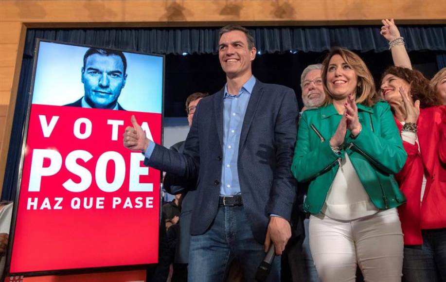 FOTOGRAFÍA. DOS HERMANOS (SEVILLA) ESPAÑA, 12.04.2019. El presidente del Gobierno y secretario general del PSOE, Pedro Sánchez. Efe