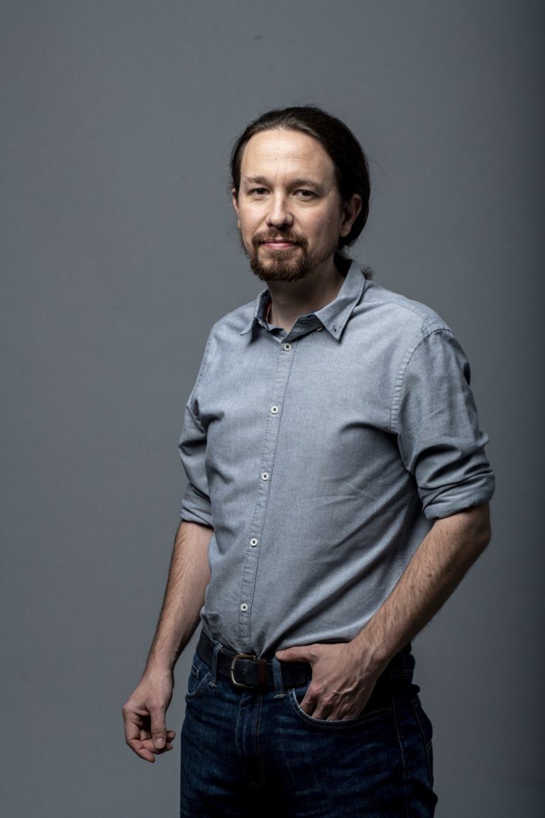 FOTOGRAFÍA. MADRID (ESPAÑA), 12.04.2019. Imagen de campaña electoral del candidato de la alianza d ela ultraizquierda (Unidas Podemos), Pablo Manuel Iglesias. Ñ Pueblo