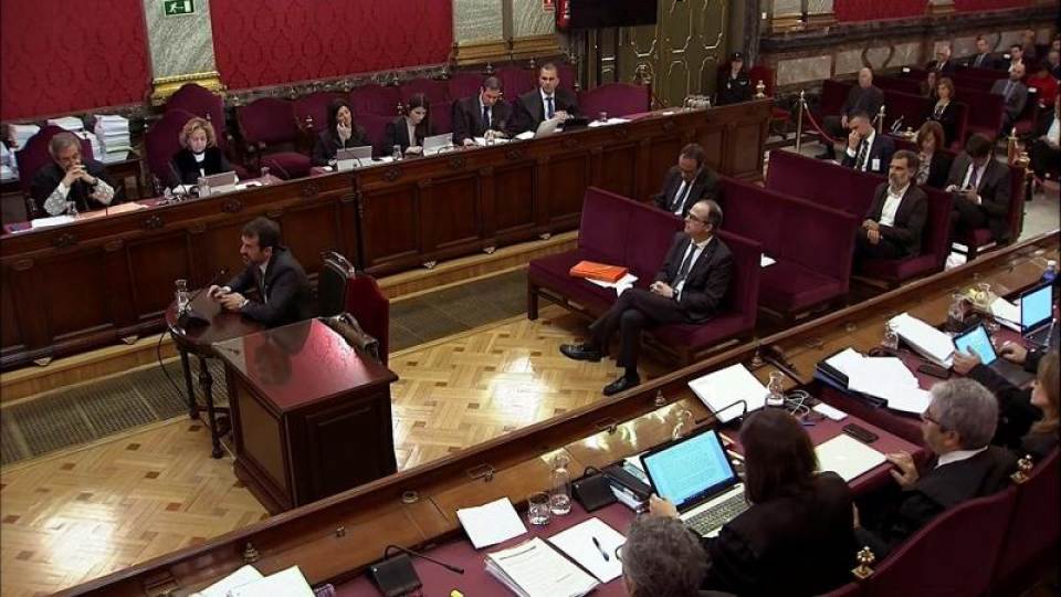 FOTOGRAFÍA. MADRID (ESPAÑA), TRIBUNAL DEL PROCÉS, 03.04.2019. Imagen capturada de la señal institucional del Tribunal Supremo. Efer