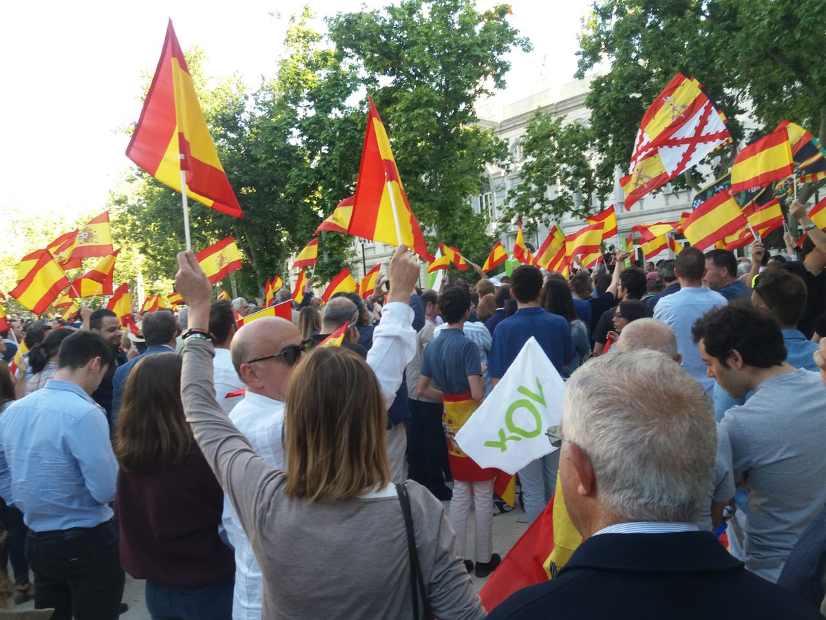 FOTOGRAFÍA. MADRID (ESPAÑA), 24.05.2019. Mitin de cierre de campaña de VOX en Madrid con la candidata de VOX a la presidencia. Ñ Pueblo (8)