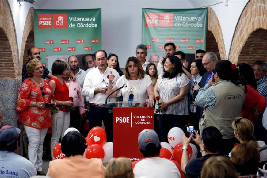 FOTOGRAFÍA. VILANUEVA DE CÓRDOBA (ESPAÑA), 12.05.2019. La secretaria general del PSOE-A, Susana Díaz, en un acto electoral en el municipio de Villanueva Córdoba. Efe.