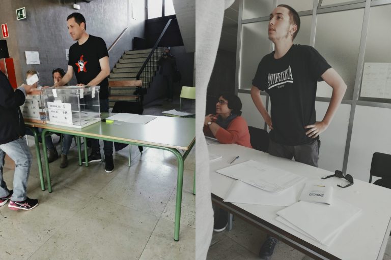 Obligan a CDR representantes de Mesa Electoral en Sabadell quitar sus camisas pardas