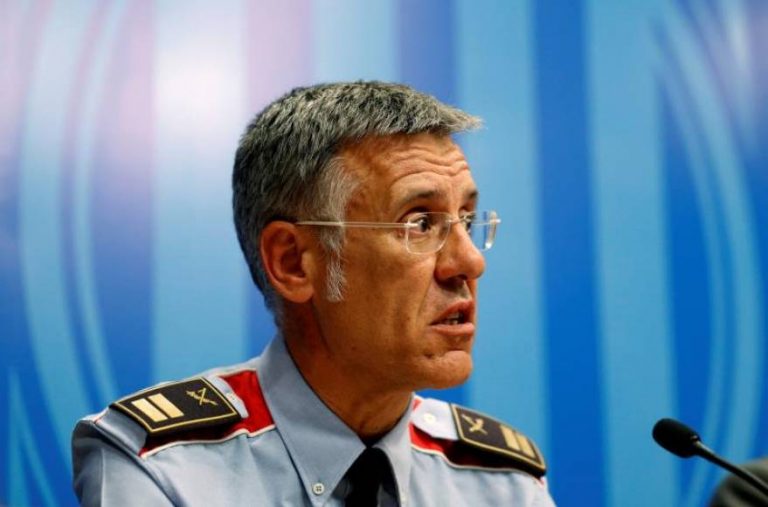 FOTOGRAFÍA. BARCELONA (ESPAÑA), 20.08.2018. El jefe de los Mozos de Esquadra, Miquel Esquius, durante la rueda de prensa que se ha celebrado tras la reunión. Efe