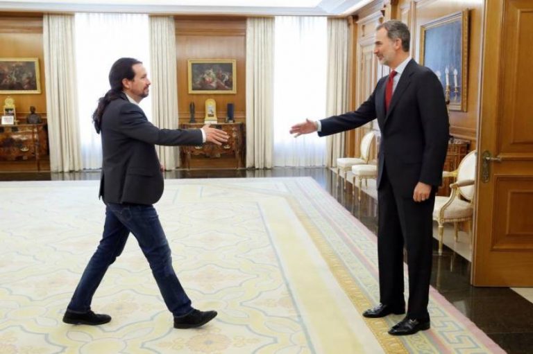 FOTOGRAFÍA. MADRID (ESPAÑA), 06.06.2019. el líder de Podemos, Pablo Iglesias, y el Rey. Efe