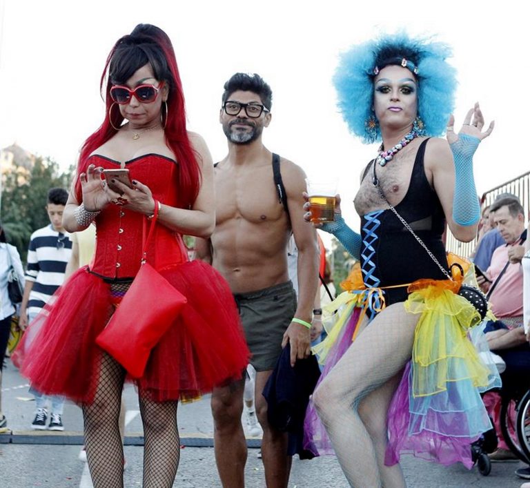 FOTOGRAFÍA. MADRID (ESPAÑA), 07.07.2018. Vista de unos de los protagonistas de la fiesta y marcha del orgullo gay «World Pride» Madrid 2018, hoy en las calles de Madrid. Efe
