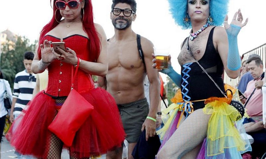 FOTOGRAFÍA. MADRID (ESPAÑA), 07.07.2018. Vista de unos de los protagonistas de la fiesta y marcha del orgullo gay «World Pride» Madrid 2018, hoy en las calles de Madrid. Efe