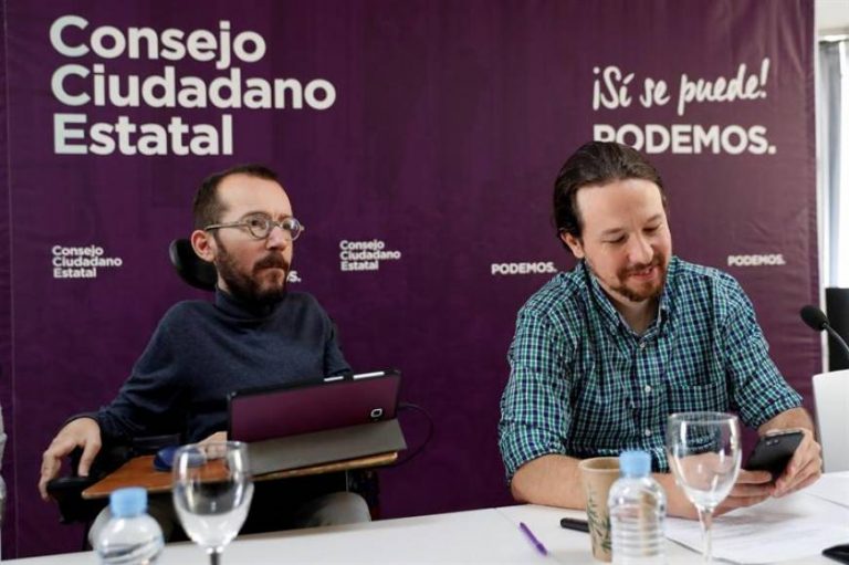 FOTOGRAFÍA. MADRID (ESPAÑA), 08.07.2019. El líder de Podemos Pablo Iglesias, y Pablo Echenique, secretario de organización de Podemos. Efe