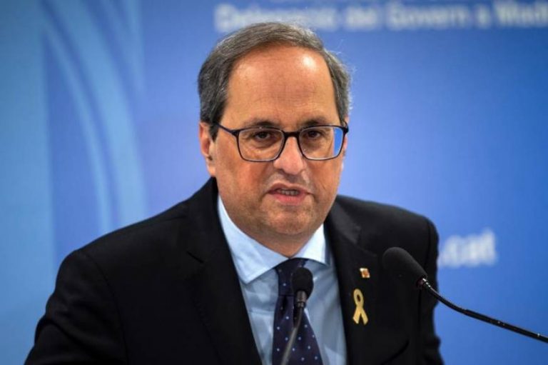 FOTOGRAFÍA. MADRID (ESPAÑA), 12.07.2019. El presidente de la Generalitat, Quim Torra, ofrece una rueda de prensa, esta tarde en el Centro Cultural Blanquerna (Madrid). Efe