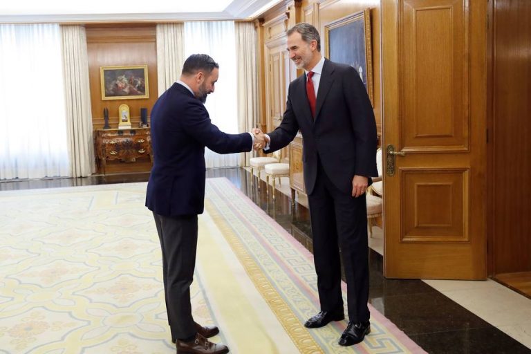 FOTOGRAFÍA. MADRID (ESPAÑA), CASA REAL DE ESPAÑA, RONDA DE CONSULTAS DEL REY POR LA INVESTIDURA, 06.06.2019. Abascal y el Rey Felipe VI. Ñ Pueblo (1)