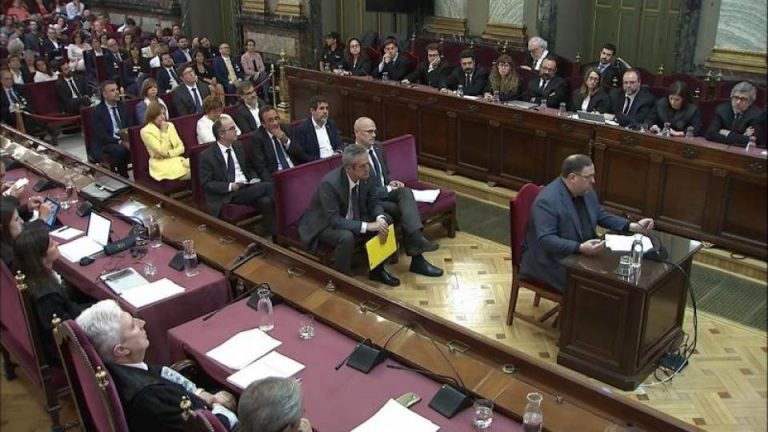 FOTOGRAFÍA. TRIBUNAL DLE PROCÉS (MADRID) ESPAÑA, 12.07.2019. Imagen tomada de la señal institucional del Tribunal Supremo, del exvicepresidente de la Generalitat Oriol Junqueras. Efe