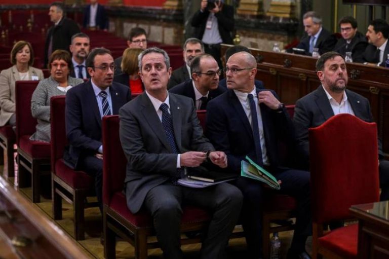 FOTOGRAFÍA. TRIBUNAL SUPREMO (MADRID) ESPAÑA, MES DE JUNIO DE 2019. Vista de los encausados del «Procés» sentados en el banquillo. Efe