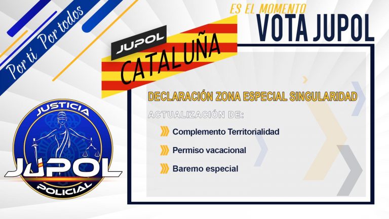 FOTOGRAFÍA.BARCELONA (ESPAÑA), 11.07.2019. Un cartel electoral del Sindicato de la Policía Nacional «Justicia Policial» (JUPOL). Ñ Pueblo