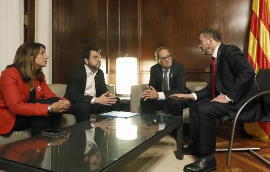 FOTOGRAFÍA. BARCELONA (ESPAÑA), JULIO DE 2019. El presidente de la Generalitat, Quim Torra (2d), el vicepresidente del Govern, Pere Aragonès (2i). Efe.