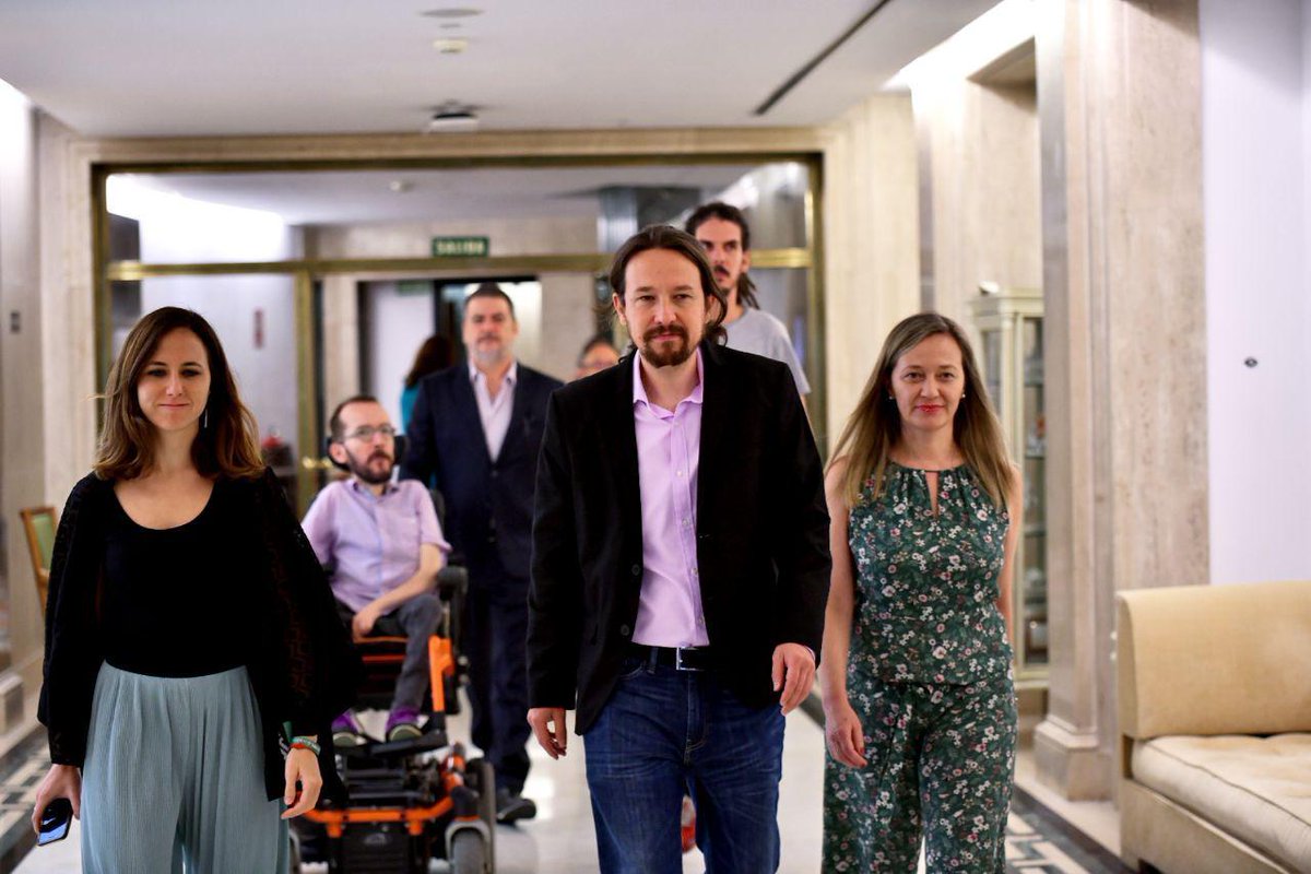 FOTOGRAFÍA. MADRID (ESPAÑA), 10.07.2019. Llegada del líder de Podemos Pablo Iglesia a la reunión con Sánchez. Ñ pueblo