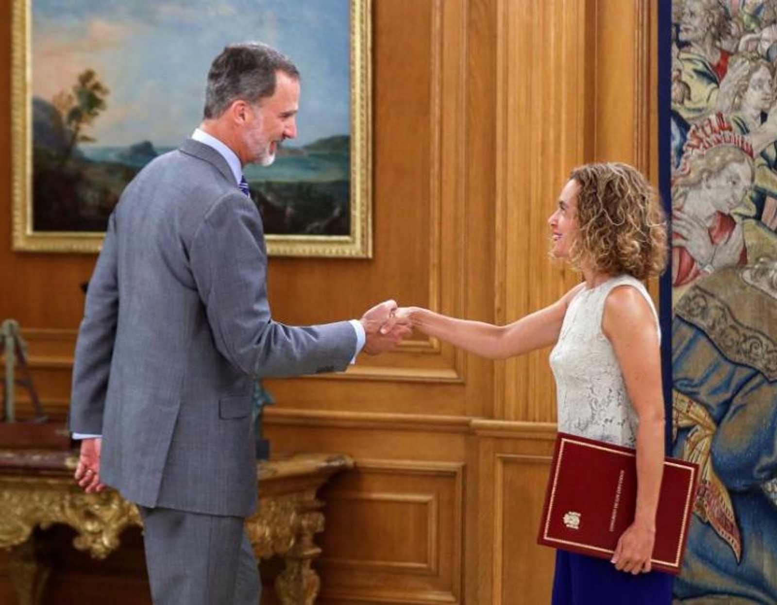 FOTOGRAFÍA. PALACIO REAL DE ESPAÑA (MADRID) ESPAÑA, 26.07.2019. El Rey recibe a la presidenta del Congreso de los Diputados, Meritxell Batet. efe