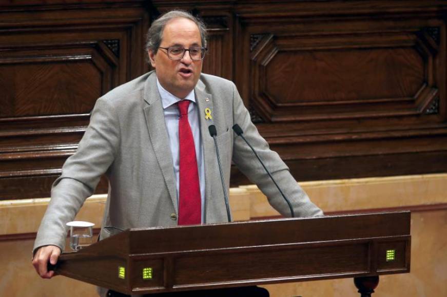 FOTOGRAFÍA. PARLAMENTO DE CATALUÑA 8BARCELONA), 24.07.2019. El presidente de la Generalitat, Quim Torra, durante una de sus intervenciones durante el pleno del Parlament. Efe