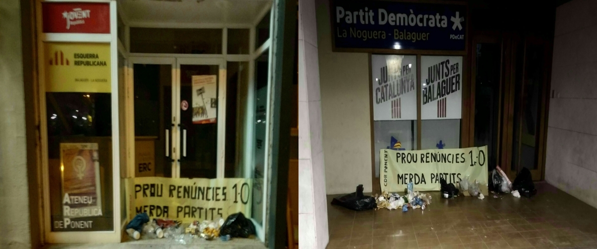 FOTOGRAFÍA. BALAGUER (LÉRIDA), 05.08.2019. Vista de las sedes de principales partidos políticos del separatismo en Cataluña, ERC y PDECAT-JxCAT. Ñ Pueblo