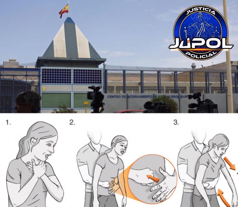 Un Policía Nacional salva la vida de un inmigrante en el (CIE) Barcelona con la «Hemlich»