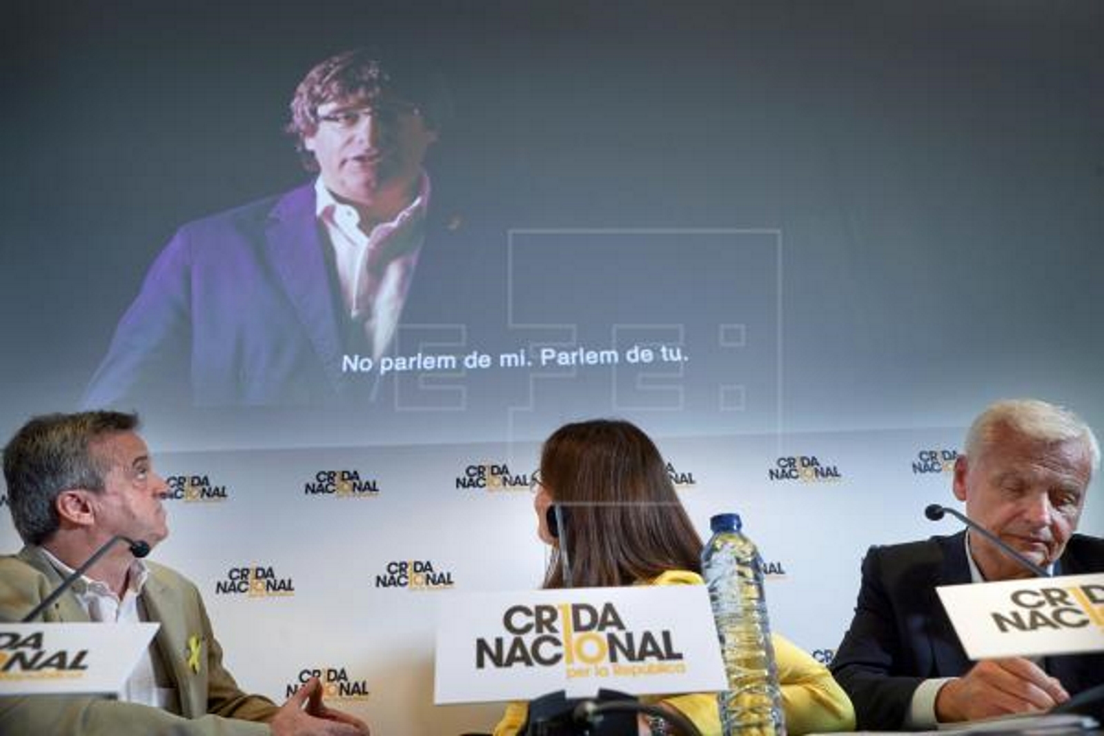 FOTOGRAFÍA. BARCELONA (ESPAÑA), 26.09.2018. Los portavoces de la Crida Nacional per la República, Gemma Geix (c), Ferran Mascarell (d) y Antoni Morral (i). Efe