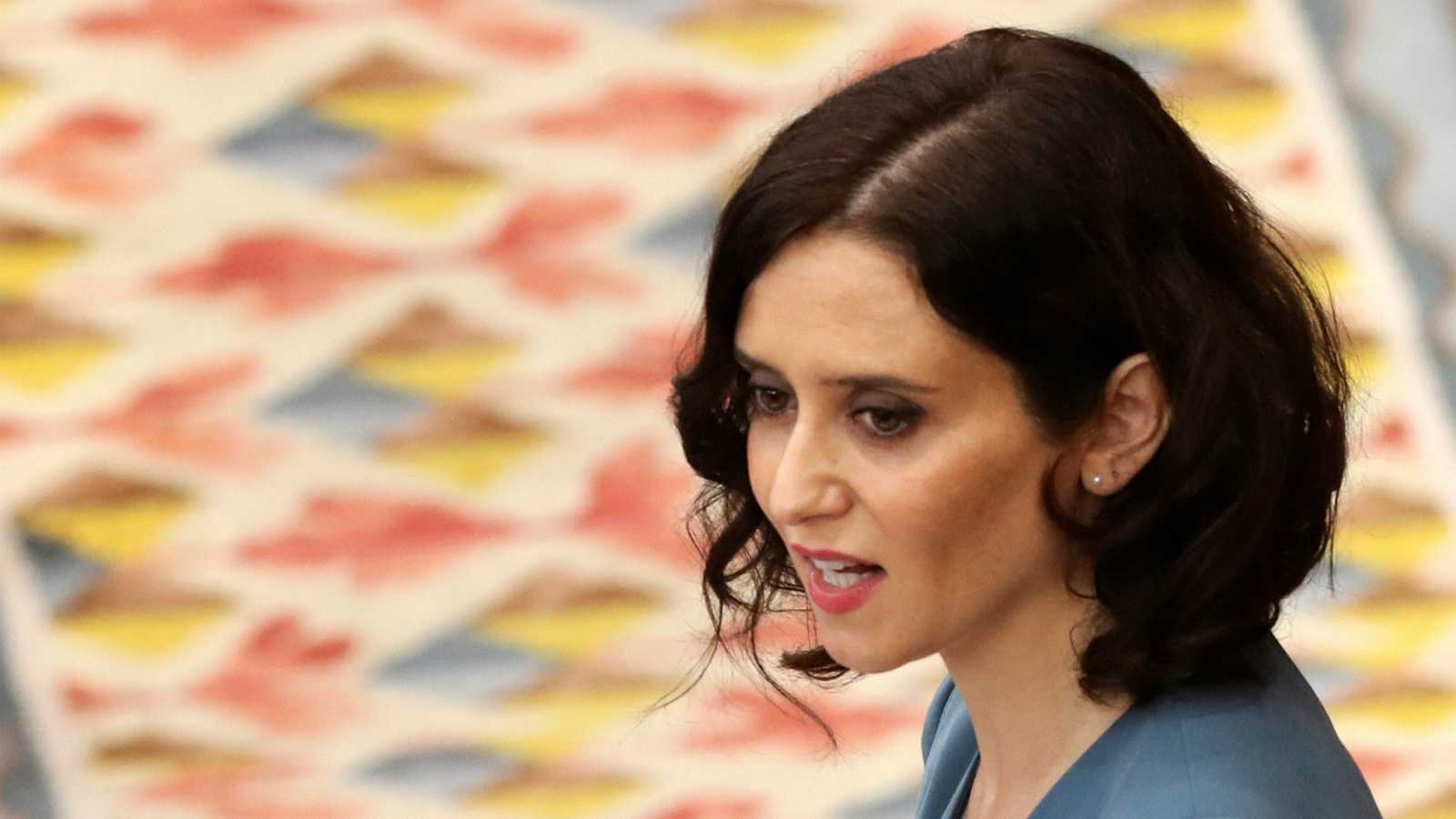 FOTOGRAFÍA. MADRID (ESPAÑA), 13.08.2019. La candidata del PP a la Presidencia de la Comunidad de Madrid, Isabel Díaz Ayuso, durante su discurso de investidura. Ñ Pueblo