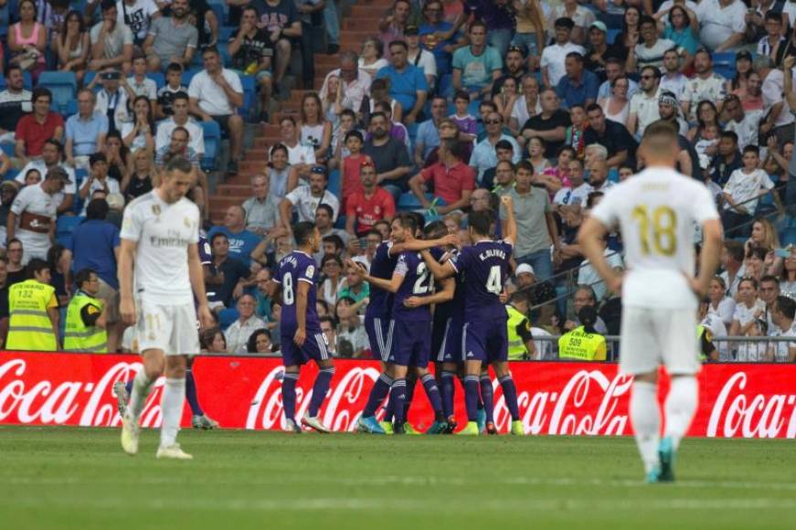 FOTOGRAFÍA. MADRID (ESPAÑA), 24.08.2019. Real Valladolid celebra el gol del empate ante el Real Madrid, en el partido correspondiente a la 2ª Jornada de LaLiga Santander. Efe