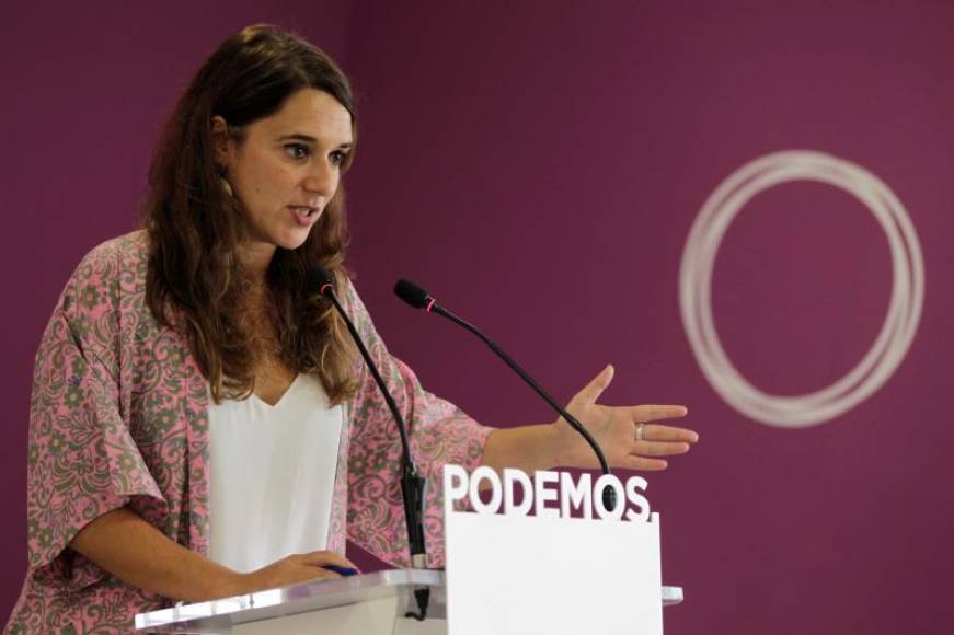 FOTOGRAFÍA. MADRID (ESPAÑA), 26.08.2019. La portavoz de Podemos Noelia Vera, durante la rueda de prensa que ha ofrecido este lunes tras la reunión del Consejo de Coordinación del partido. Efe