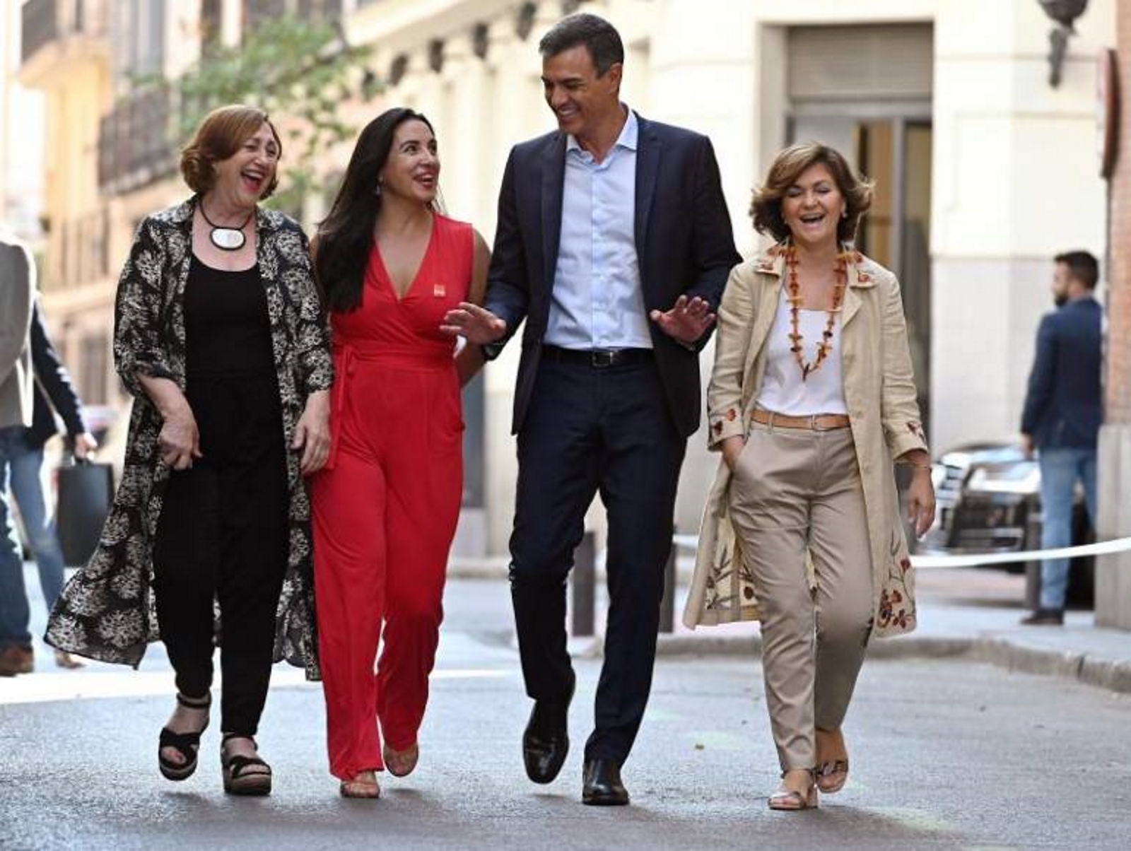 FOTOGRAFÍA. MADRID (ESPAÑA), 28.08.2019. El presidente Pedro Sánchez (c), la vicepresidenta, Carmen Calvo (d), Mónica Silvana (2i), inmigración, open arms. Efe