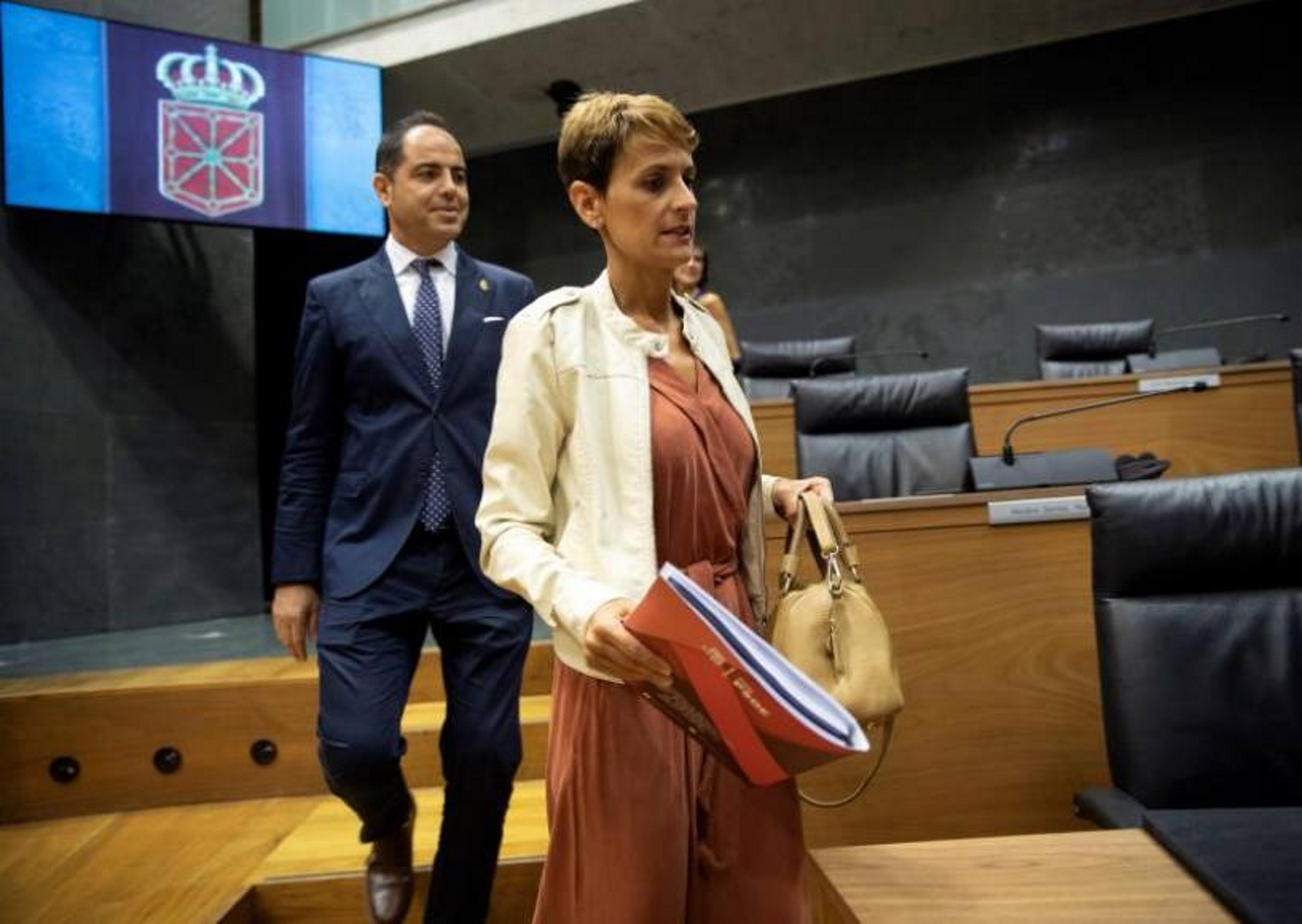 FOTOGRAFÍA. PAMPLONA (NAVARRA) ESPAÑA, 01.08.2019. La secretaria general del PSN-PSOE, María Civite, acompañada de Ramón Alzórriz. Efe.