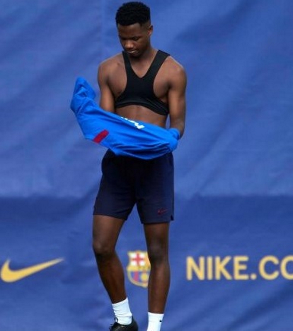 FOTOGRAFÍA. BARCELONA (ESPAÑA), 28.09.2019. El delantero guineano del FC Barcelona, Ansu Fati durante el entrenamiento, Barcelona vs Getafe. Efe