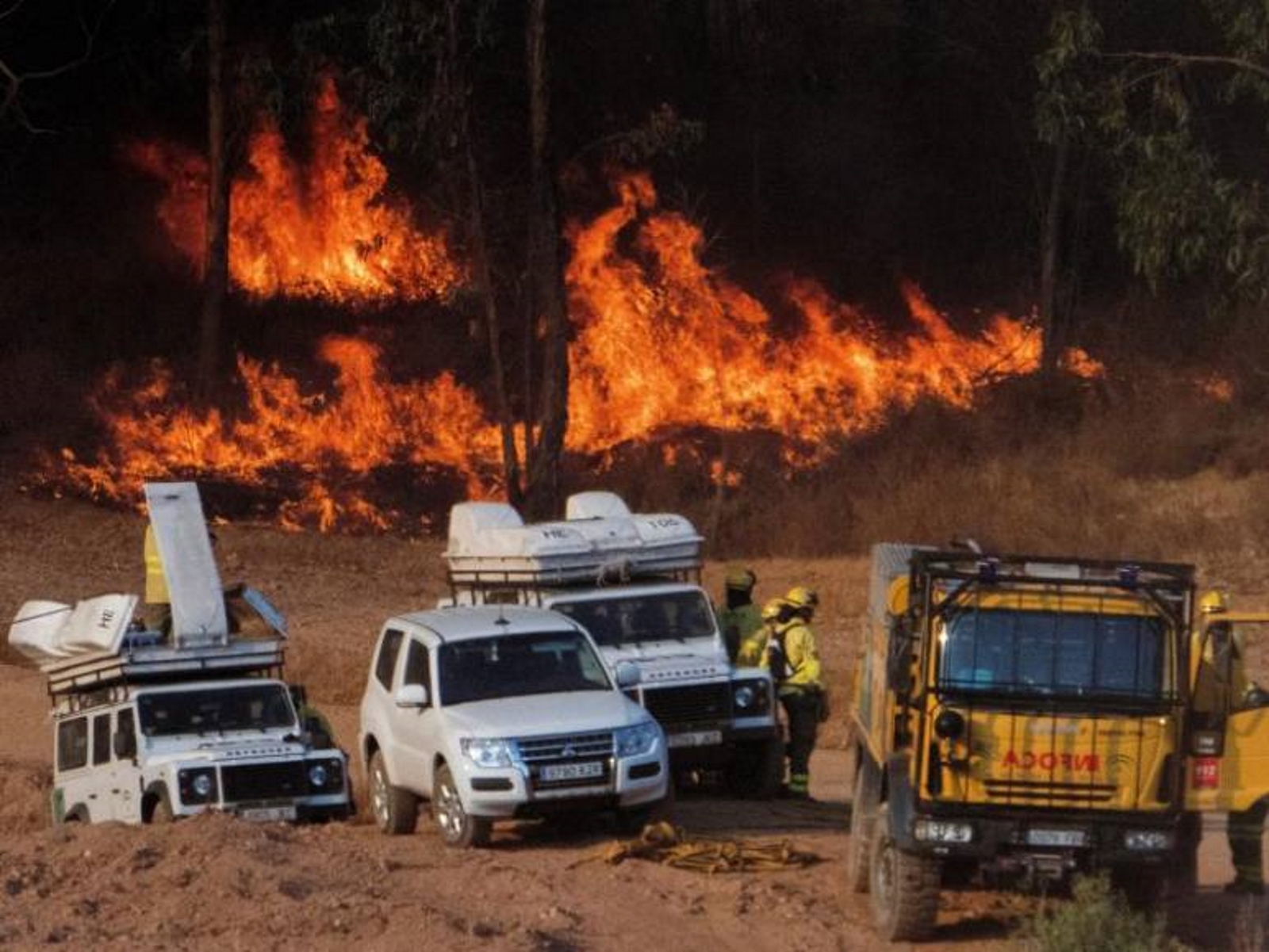 FOTOGRAFÍA. HUELVA (ESPAÑA), 12.09.2019. El incendio forestal declarado este jueves en el paraje El Chorrito de Paterna del Campo (Huelva). Efe